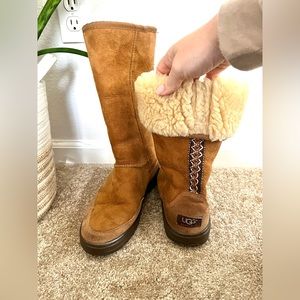 Ugg Ultra Tall Tasman Braid Chestnut Boots W size 9